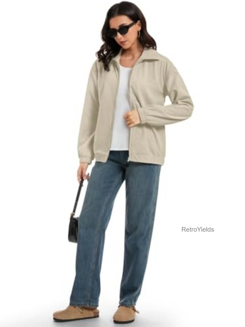 Women's Corduroy Jacket Fall Casual Zip Up Lapel Coat Trendy Winter Barn Jackets - Picture 2 of 7